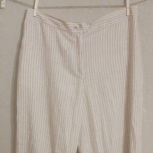 Ruby Rd. Size 16 Stripes 3/4 White/Light Brown Festive Wide Leg Pants.